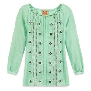 TORY BURCH Lucille Green Tunic Silky Top